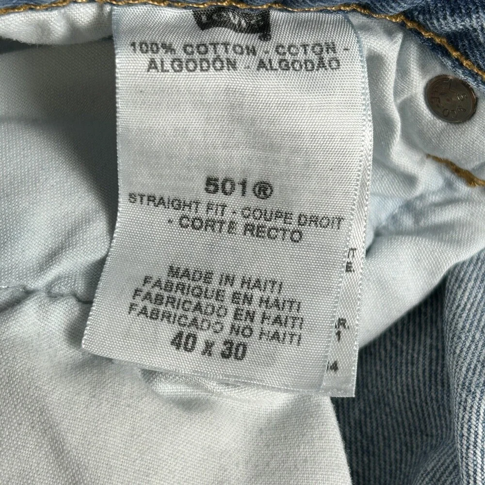 Levis 501 Jeans Mens 40x30 Straight Leg Denim Button Fly Classic Vintage